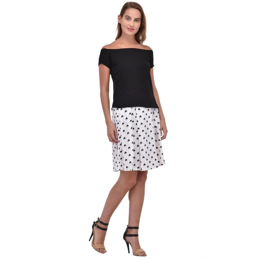 Vaystra Cotton Blend Solid Short Sleeves Dress – Black