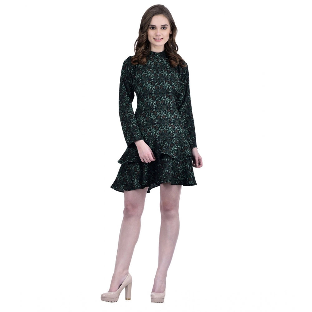 Vaystra Cotton Blend Floral Full Sleeves Dress – Green