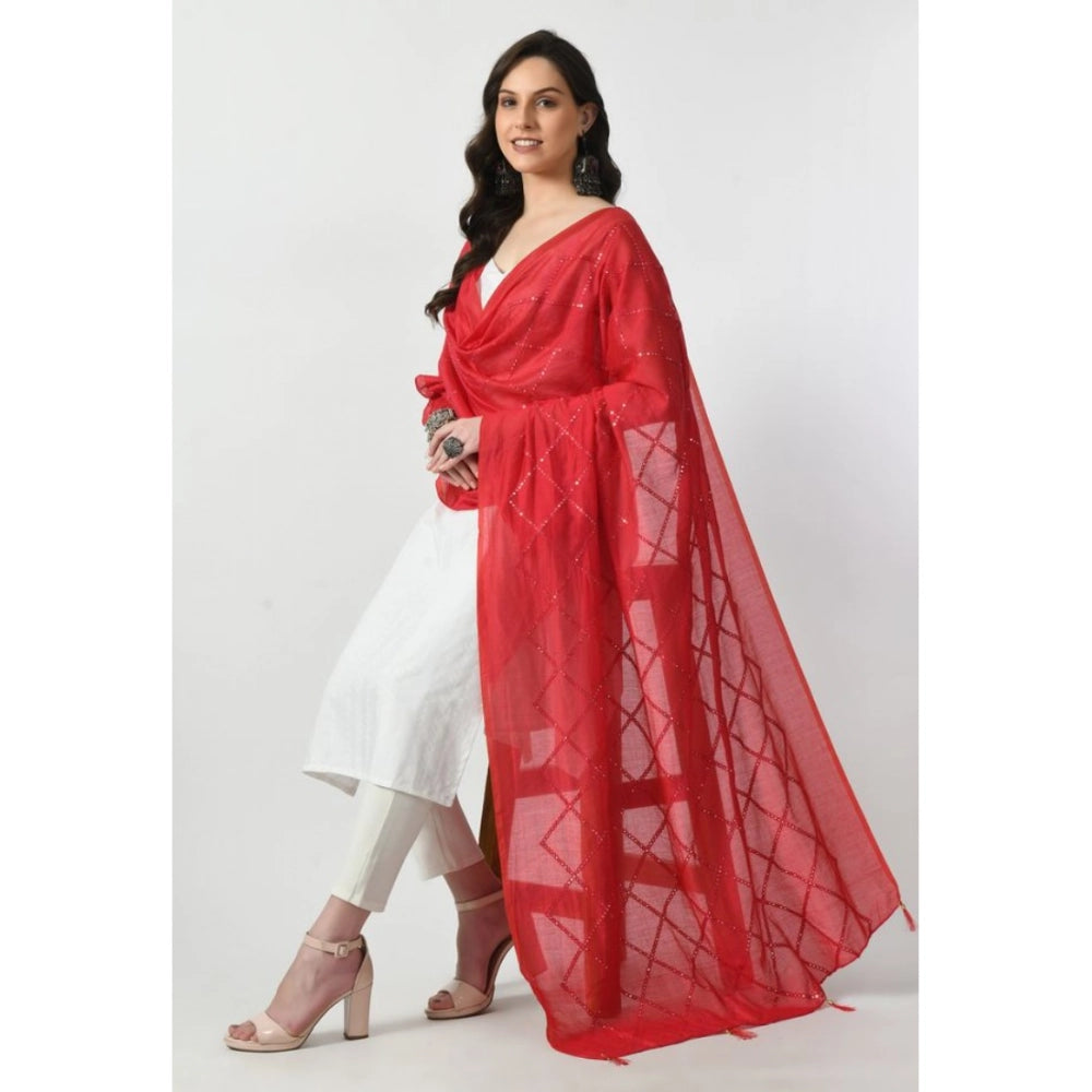 Vaystra Chanderi Self Design Dupatta – Rani