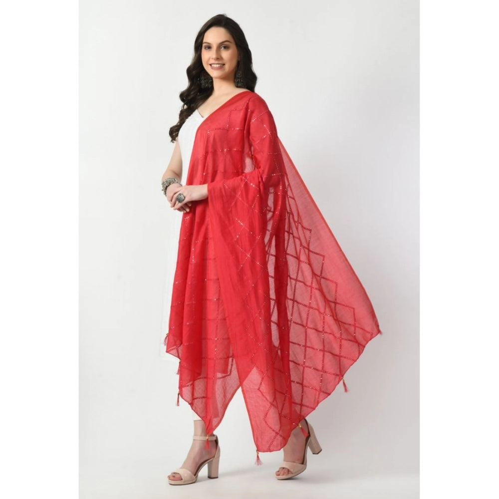 Vaystra Chanderi Self Design Dupatta – Rani