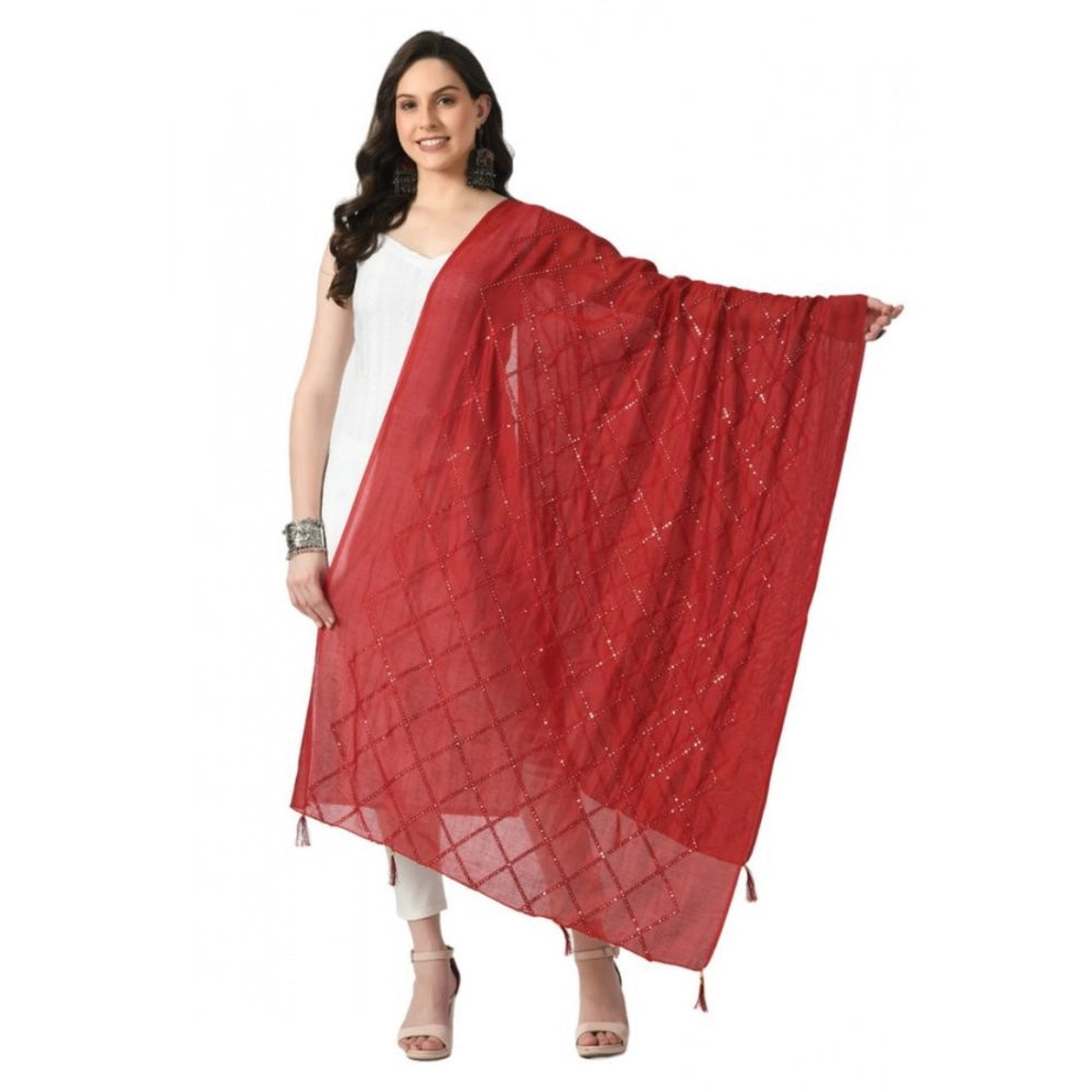 Vaystra Chanderi Self Design Dupatta – Maroon