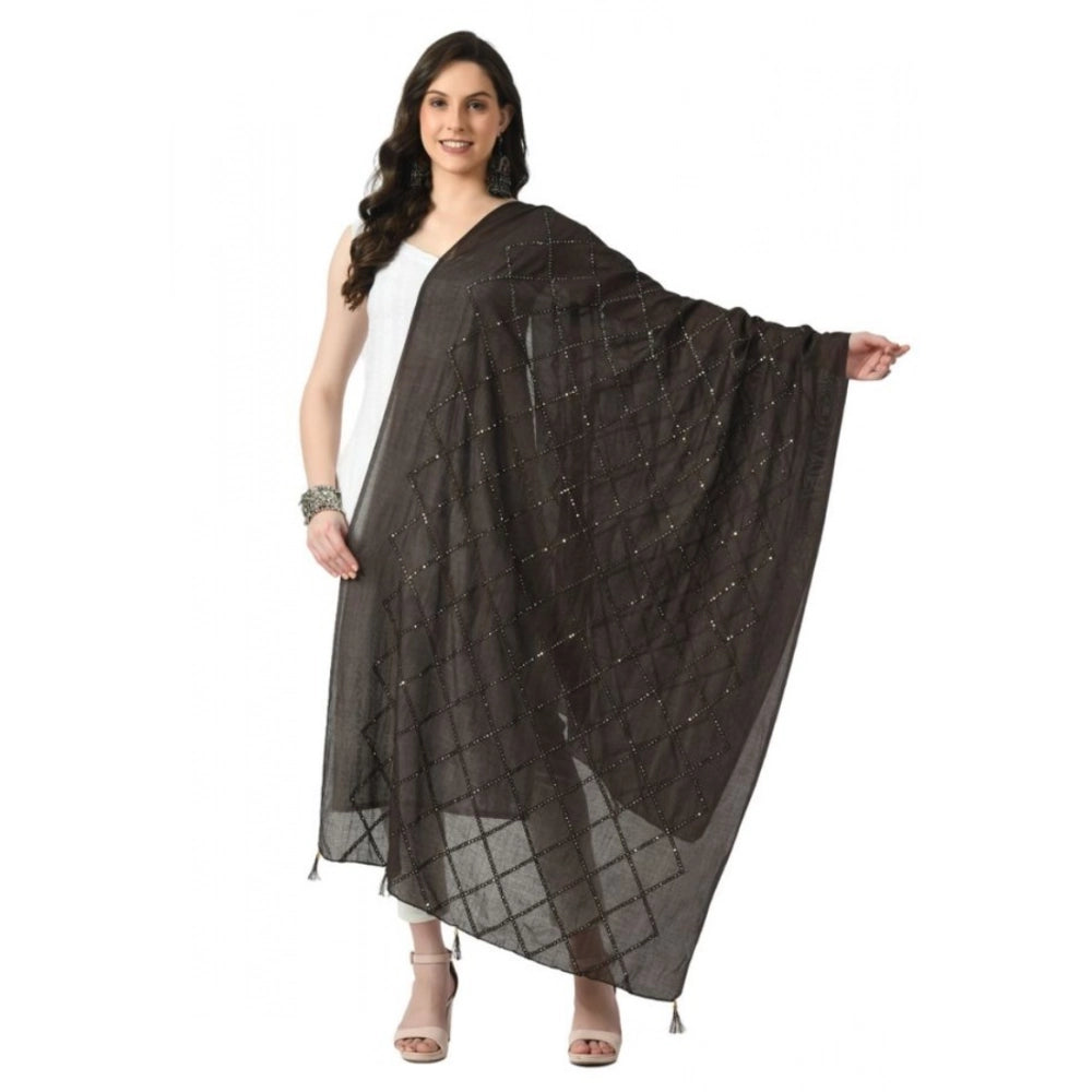 Vaystra Chanderi Self Design Dupatta – Dark Browm
