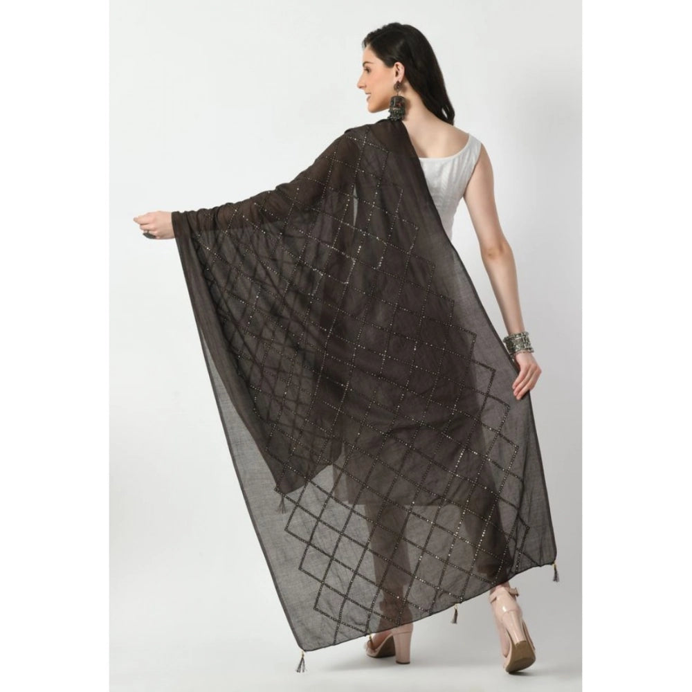 Vaystra Chanderi Self Design Dupatta – Dark Browm