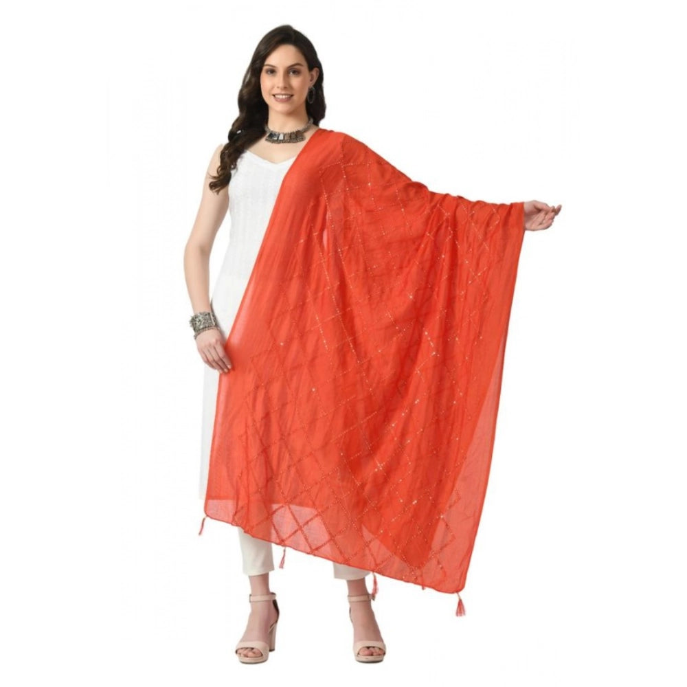 Vaystra Chanderi Self Design Dupatta – Orange