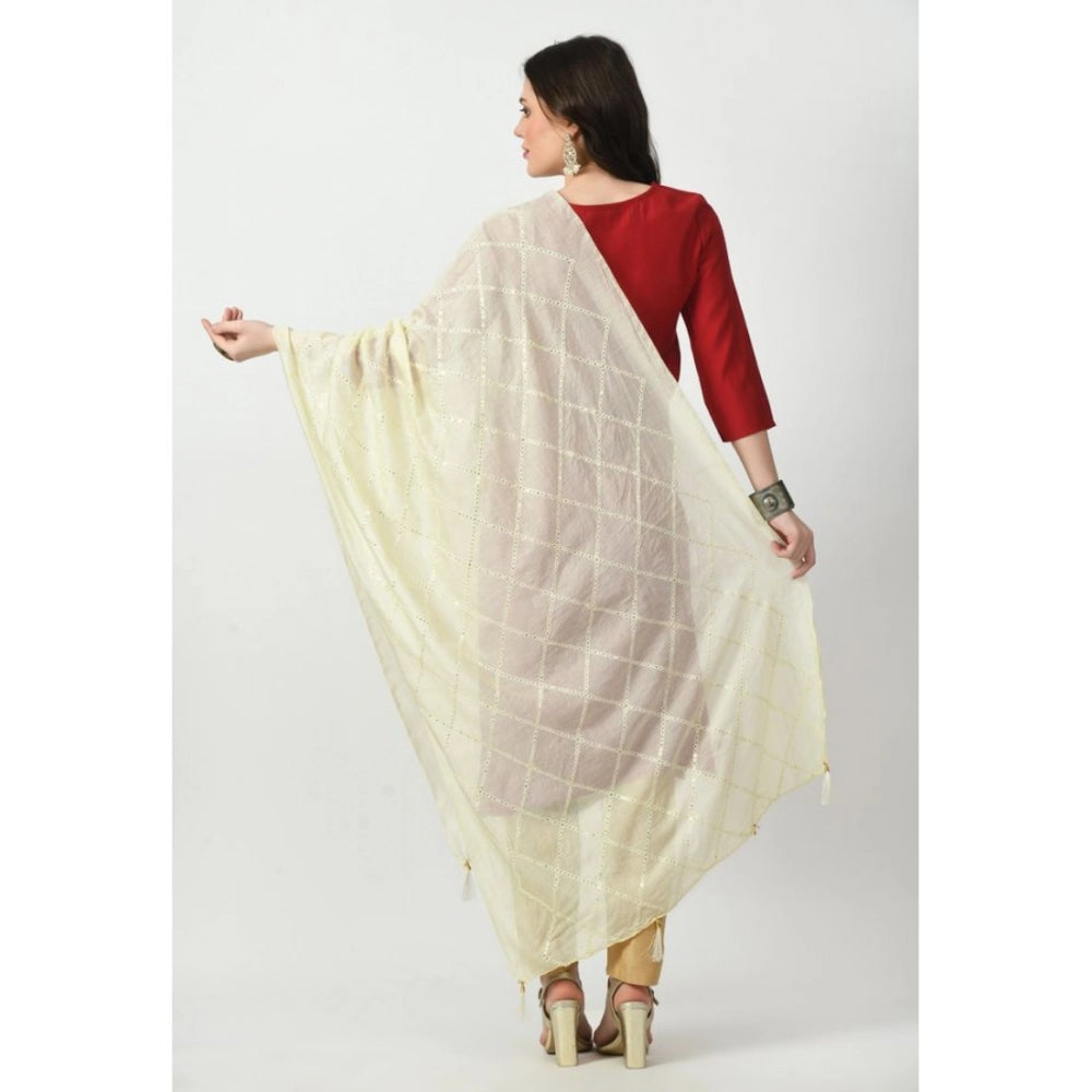 Vaystra Chanderi Self Design Dupatta – Off White