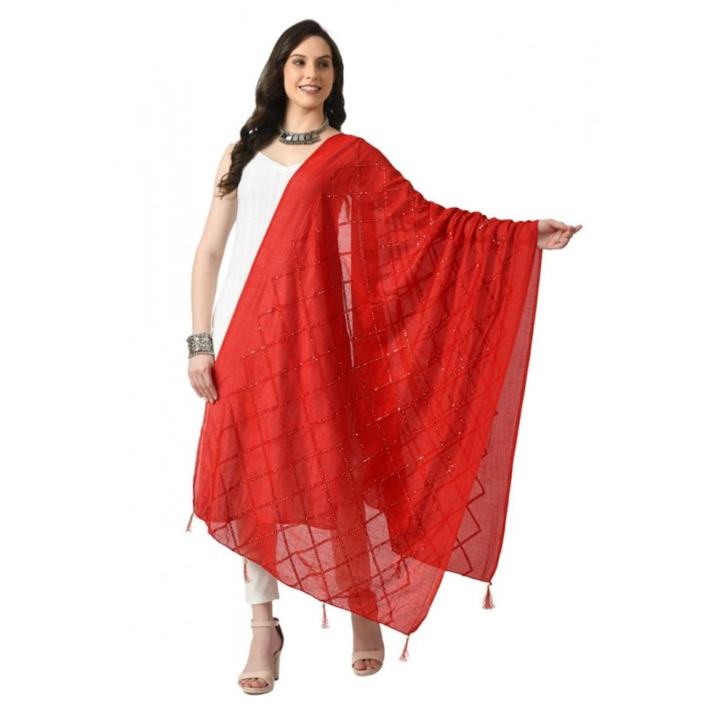 Vaystra Chanderi Self Design Dupatta – Red