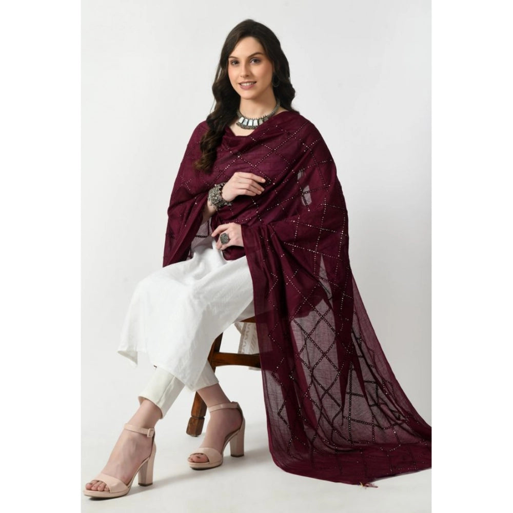 Vaystra Chanderi Self Design Dupatta – Wine