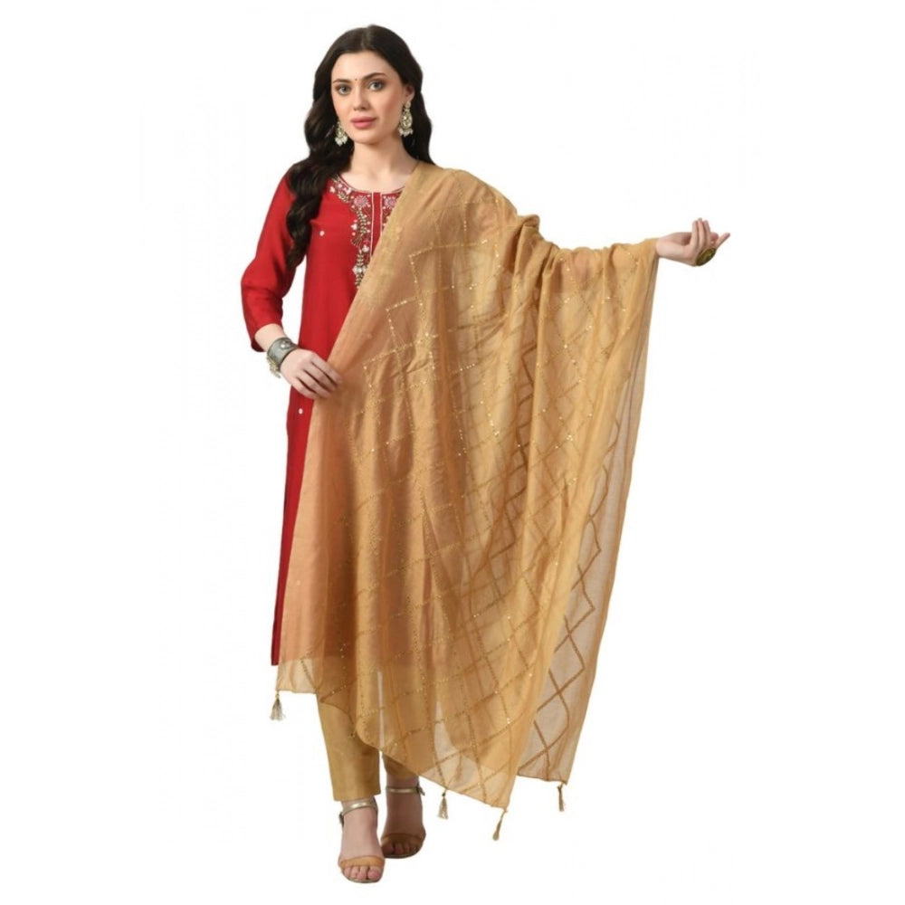 Vaystra Chanderi Self Design Dupatta – Gold