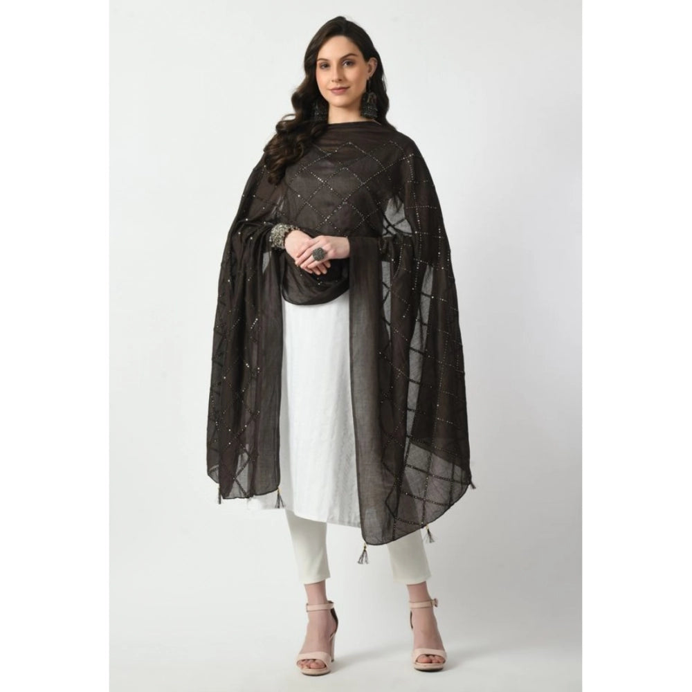 Vaystra Chanderi Self Design Dupatta – Dark Browm
