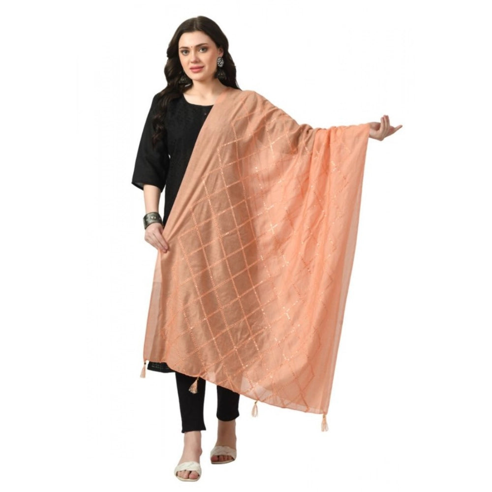 Vaystra Chanderi Self Design Dupatta – Peach