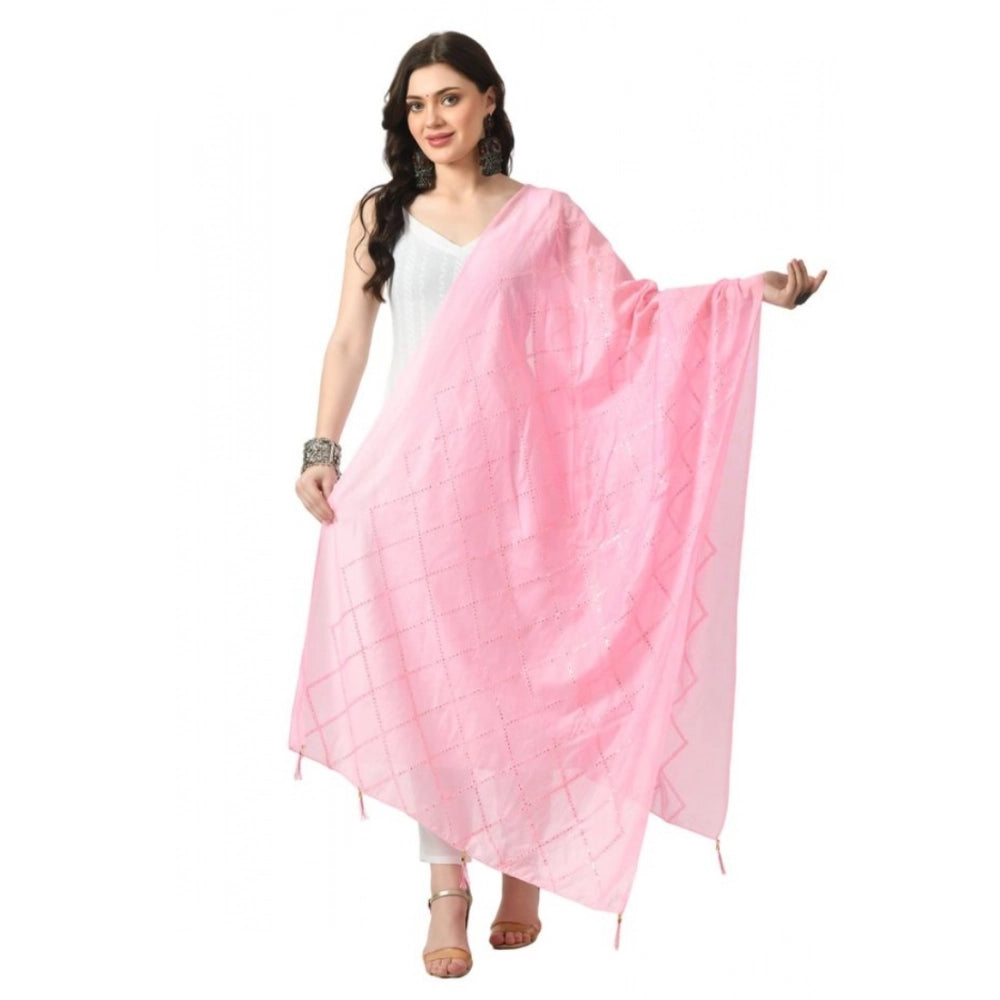 Vaystra Chanderi Self Design Dupatta – Pink