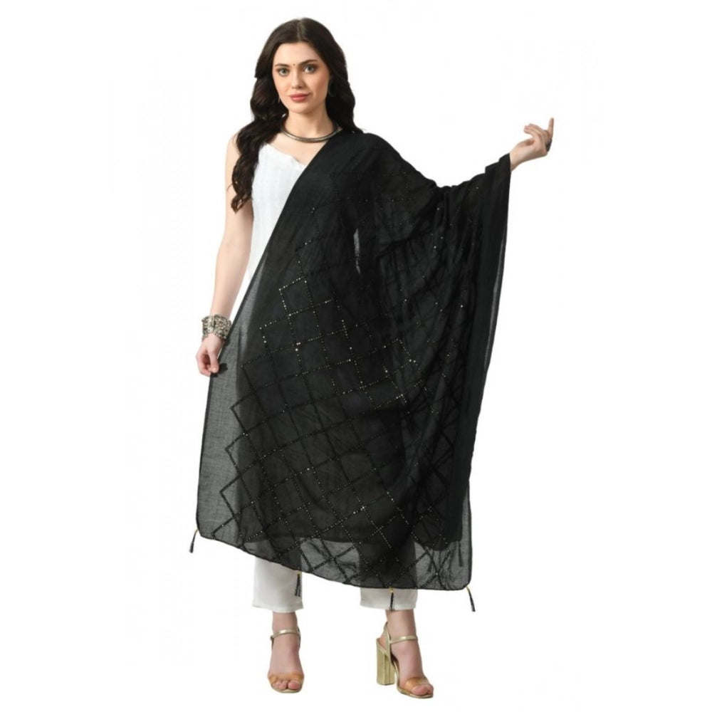 Vaystra Chanderi Self Design Dupatta – Black
