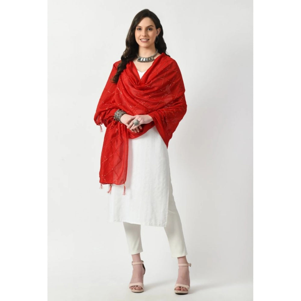 Vaystra Chanderi Self Design Dupatta – Red