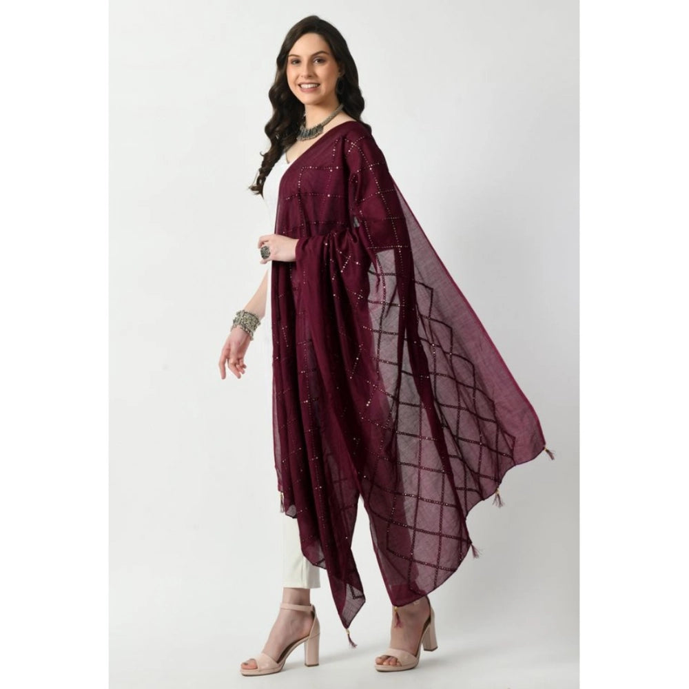 Vaystra Chanderi Self Design Dupatta – Wine