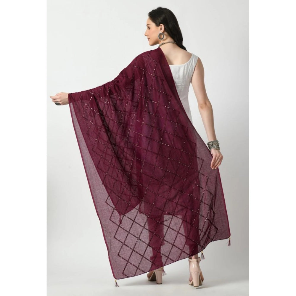 Vaystra Chanderi Self Design Dupatta – Wine
