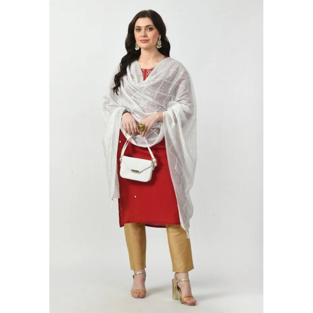 Vaystra Chanderi Self Design Dupatta – White