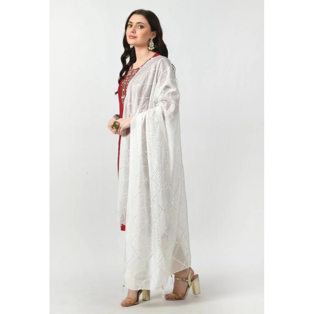 Vaystra Chanderi Self Design Dupatta – White