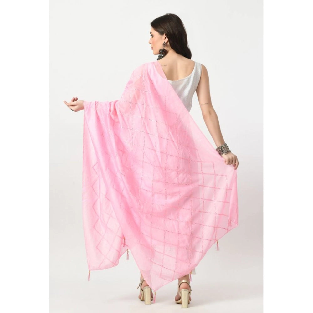 Vaystra Chanderi Self Design Dupatta – Pink