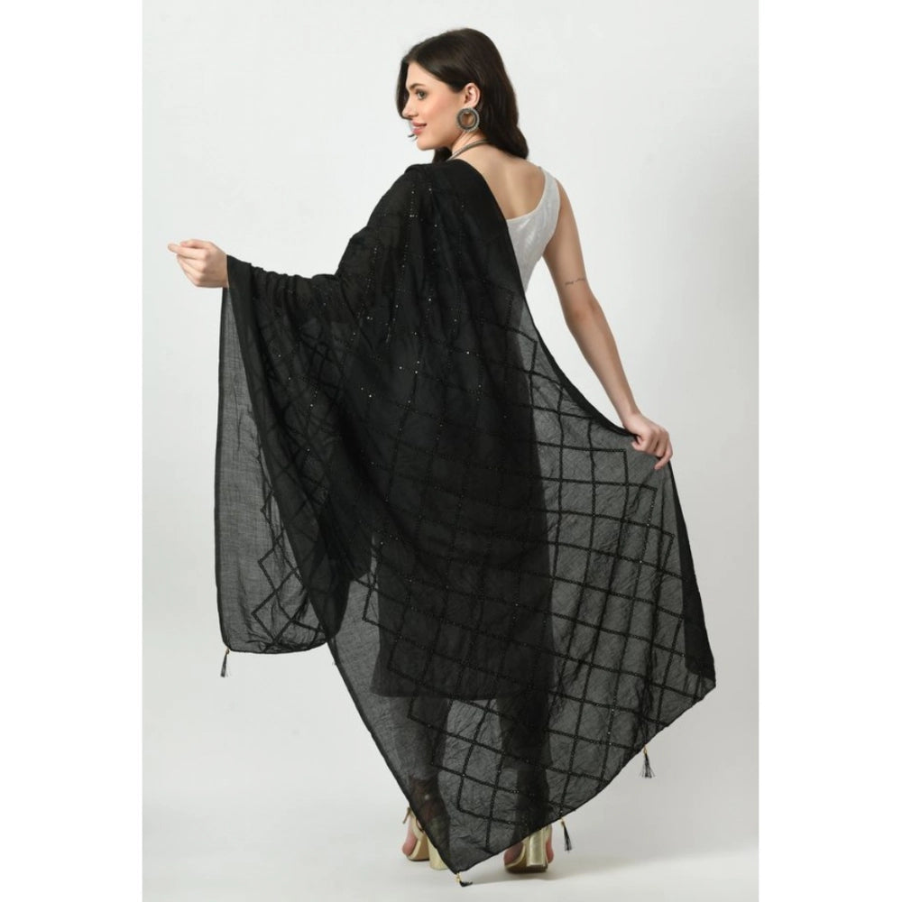 Vaystra Chanderi Self Design Dupatta – Black