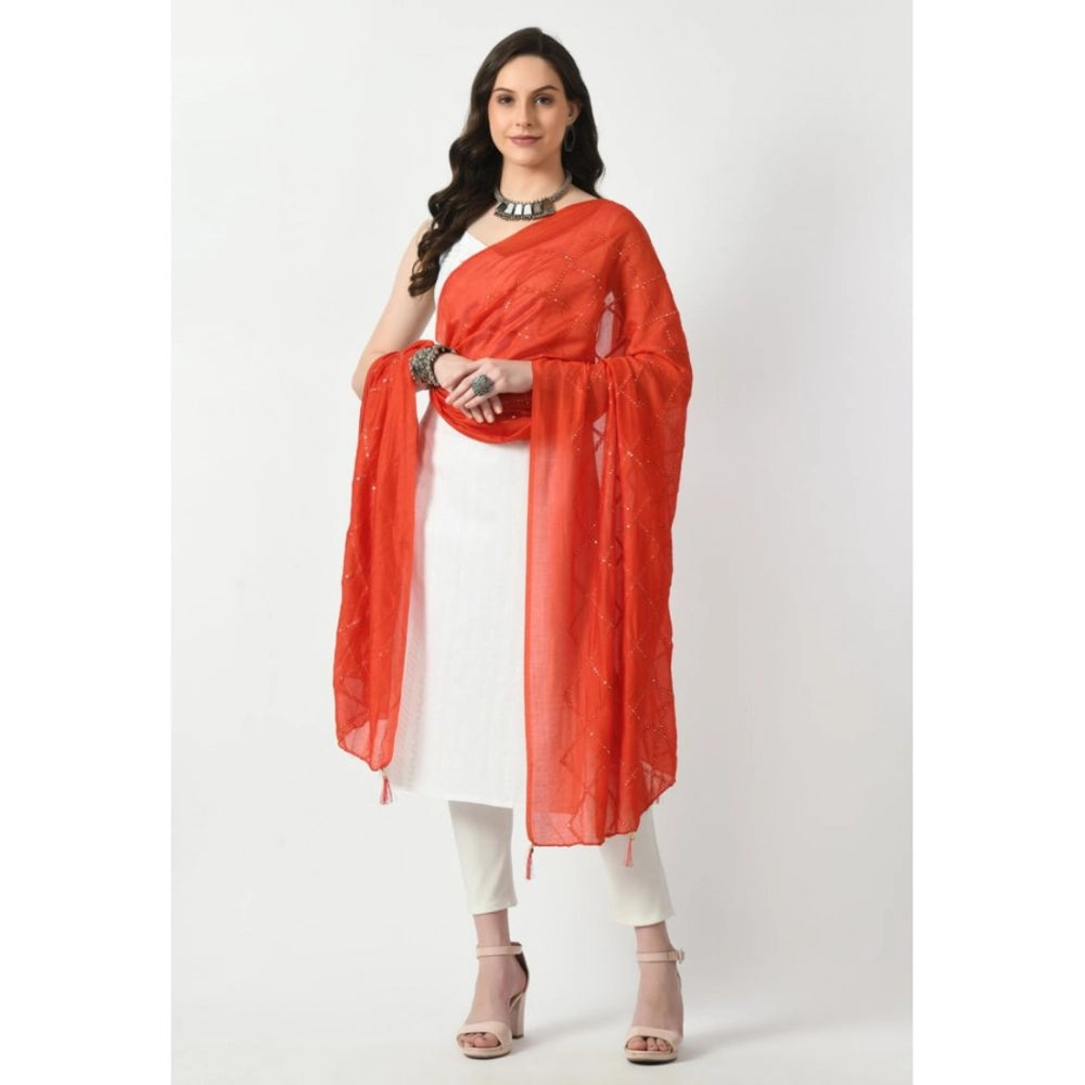 Vaystra Chanderi Self Design Dupatta – Orange