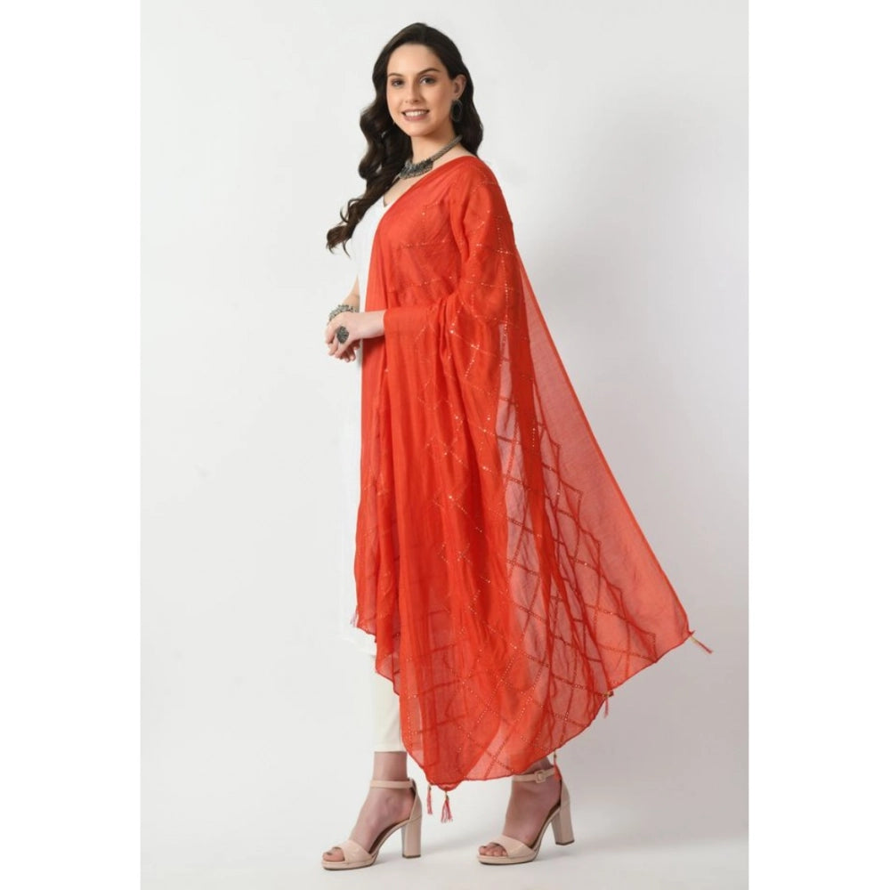Vaystra Chanderi Self Design Dupatta – Orange