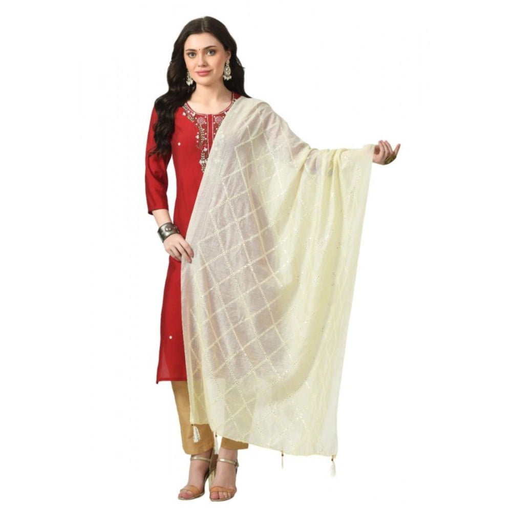 Vaystra Chanderi Self Design Dupatta – Off White