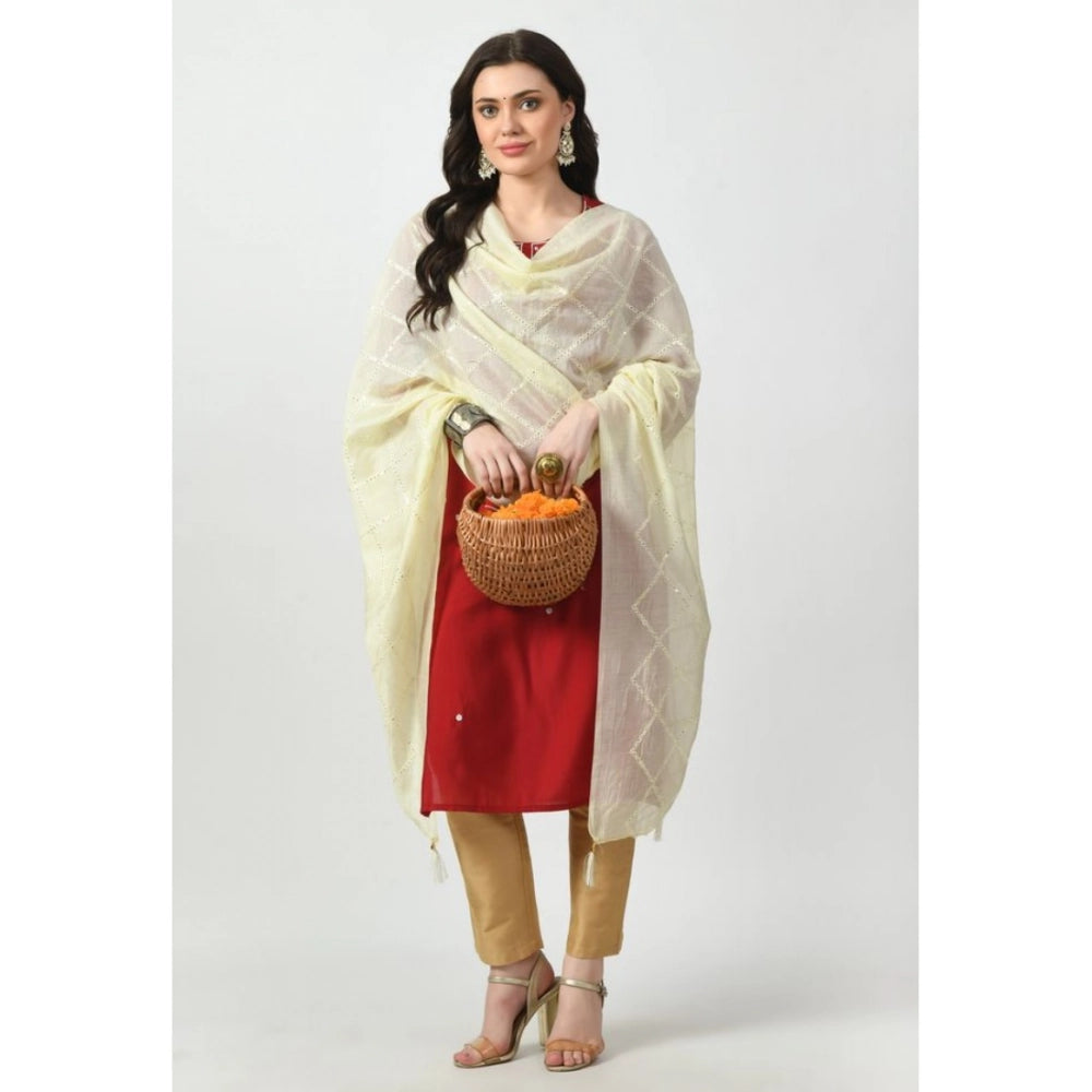 Vaystra Chanderi Self Design Dupatta – Off White