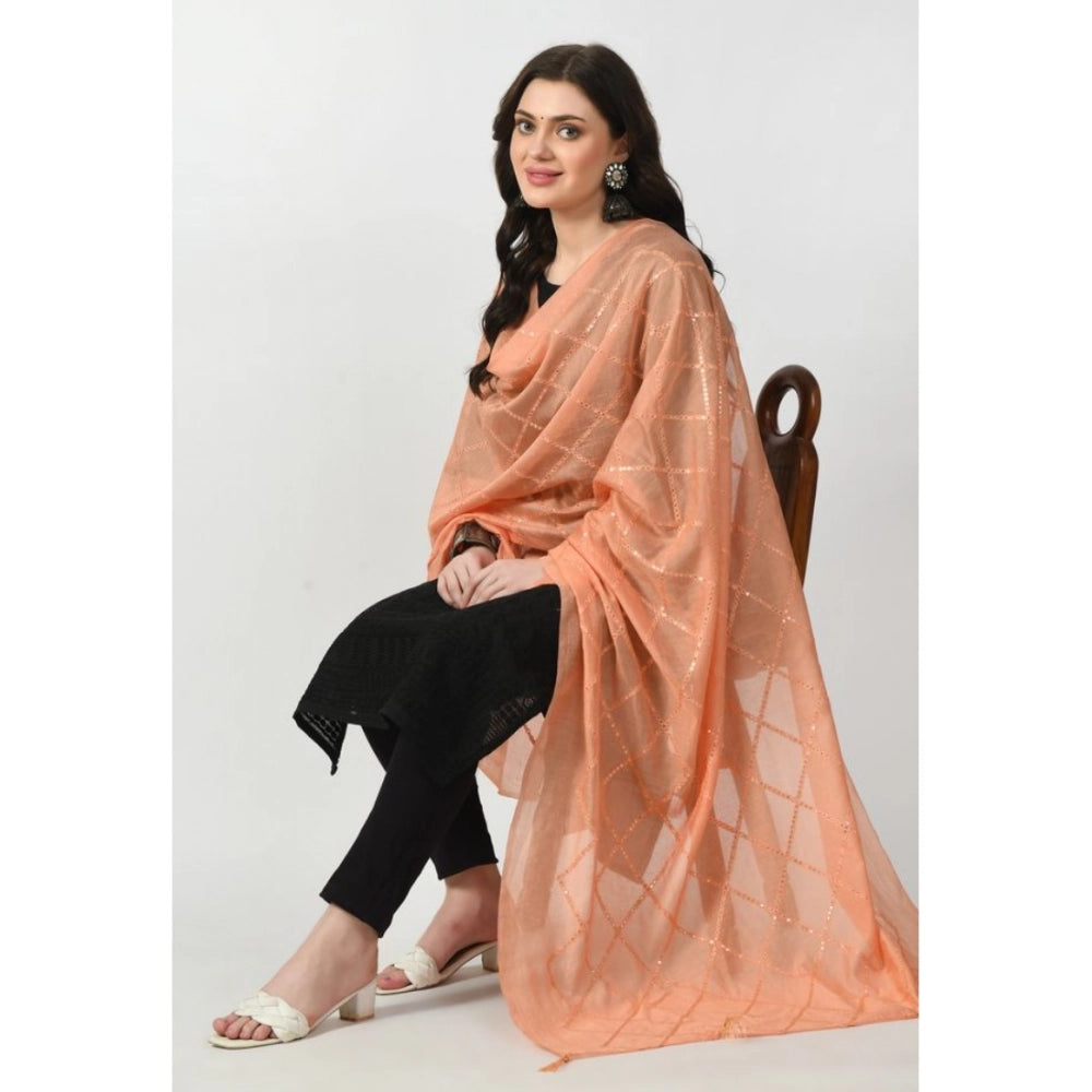 Vaystra Chanderi Self Design Dupatta – Peach