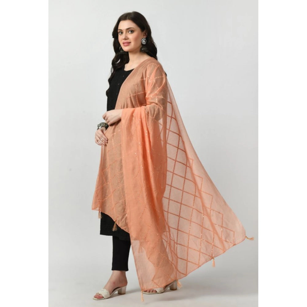 Vaystra Chanderi Self Design Dupatta – Peach