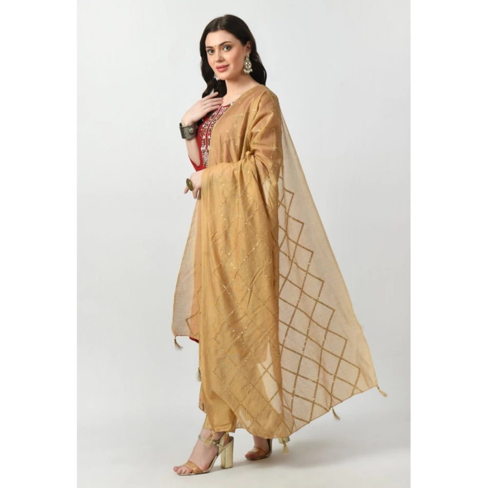 Vaystra Chanderi Self Design Dupatta – Gold