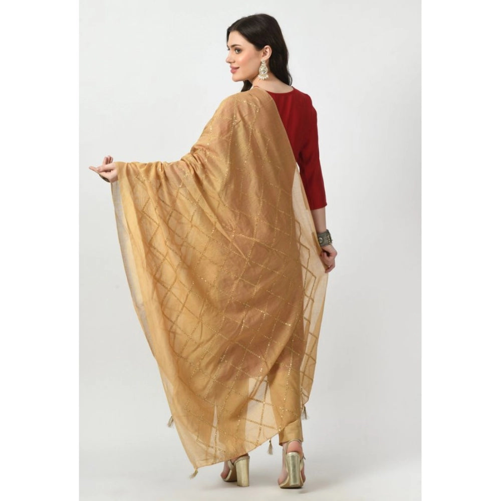 Vaystra Chanderi Self Design Dupatta – Gold