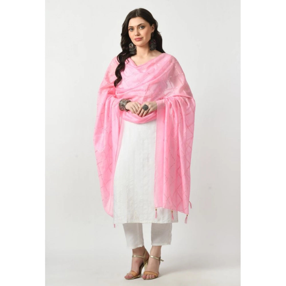 Vaystra Chanderi Self Design Dupatta – Pink