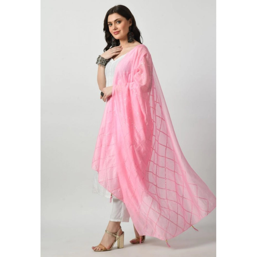 Vaystra Chanderi Self Design Dupatta – Pink