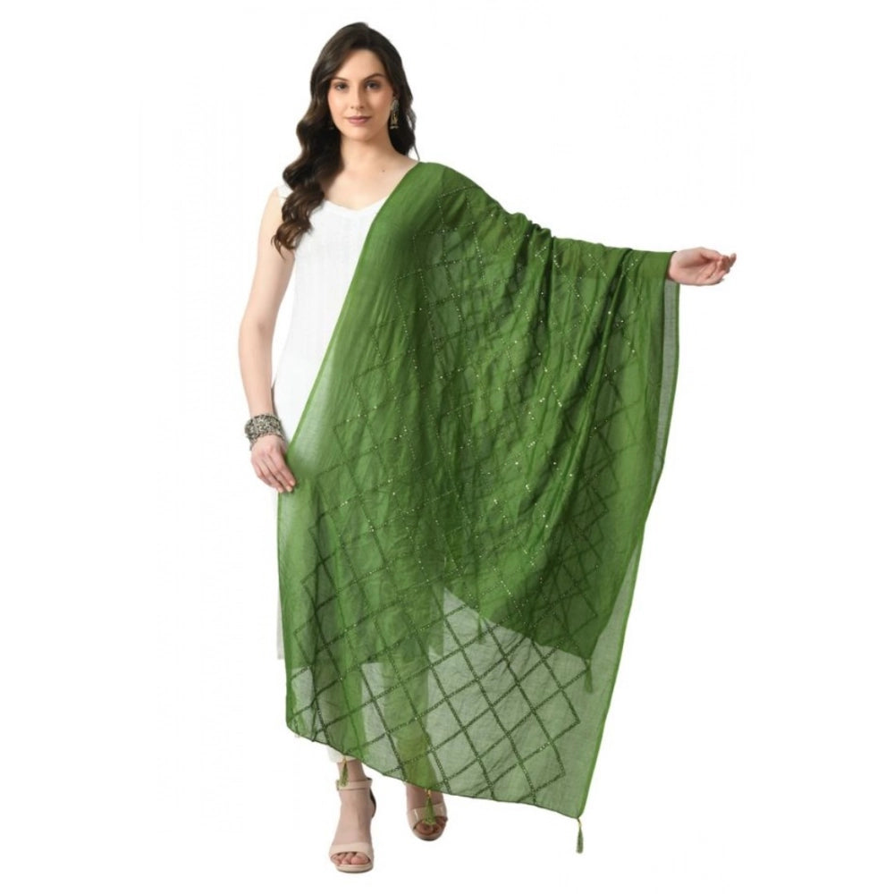 Vaystra Chanderi Self Design Dupatta – Green