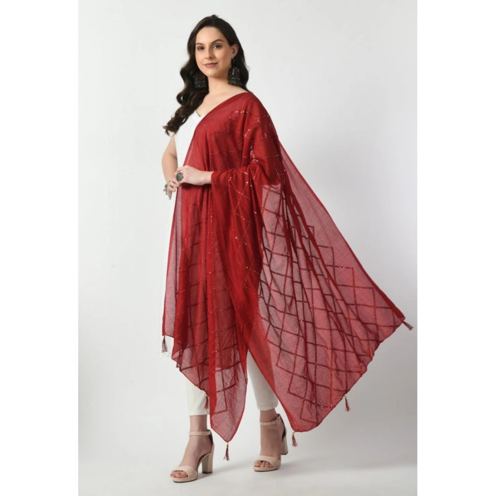 Vaystra Chanderi Self Design Dupatta – Maroon