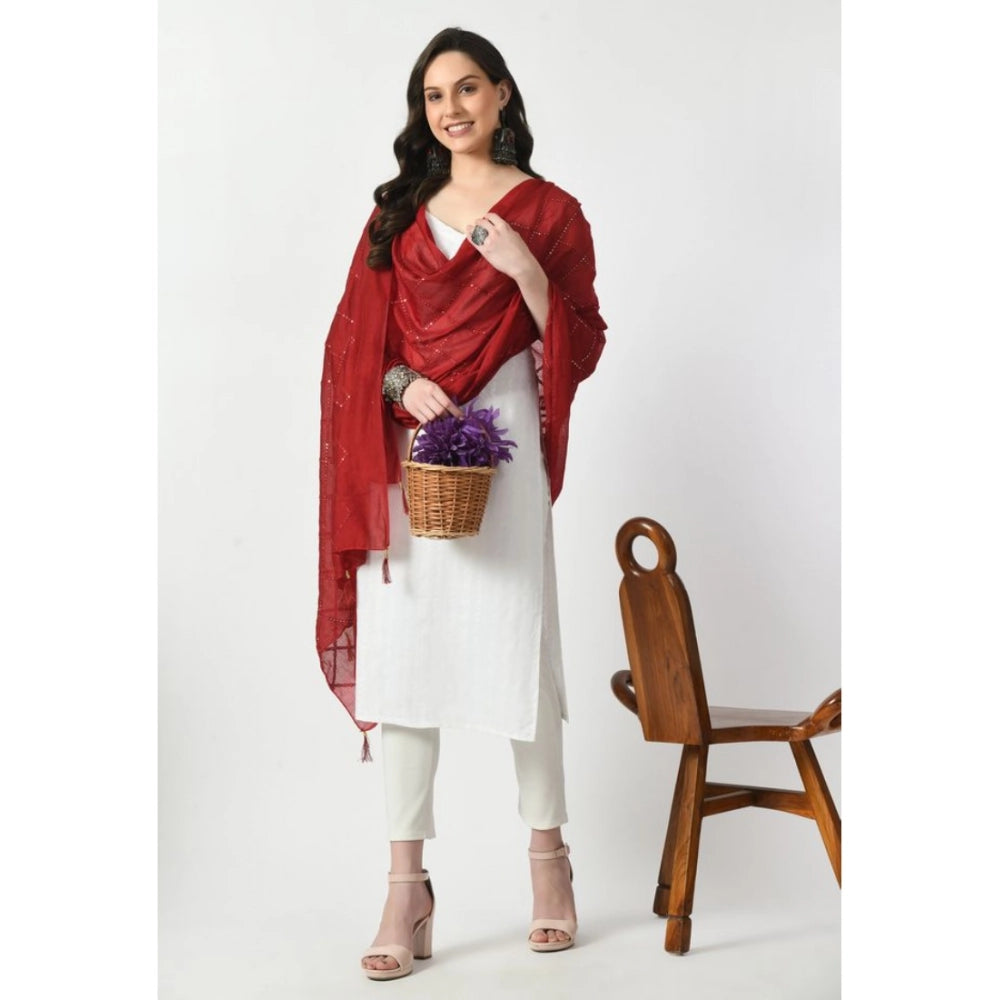 Vaystra Chanderi Self Design Dupatta – Maroon