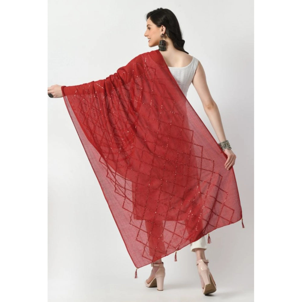 Vaystra Chanderi Self Design Dupatta – Maroon