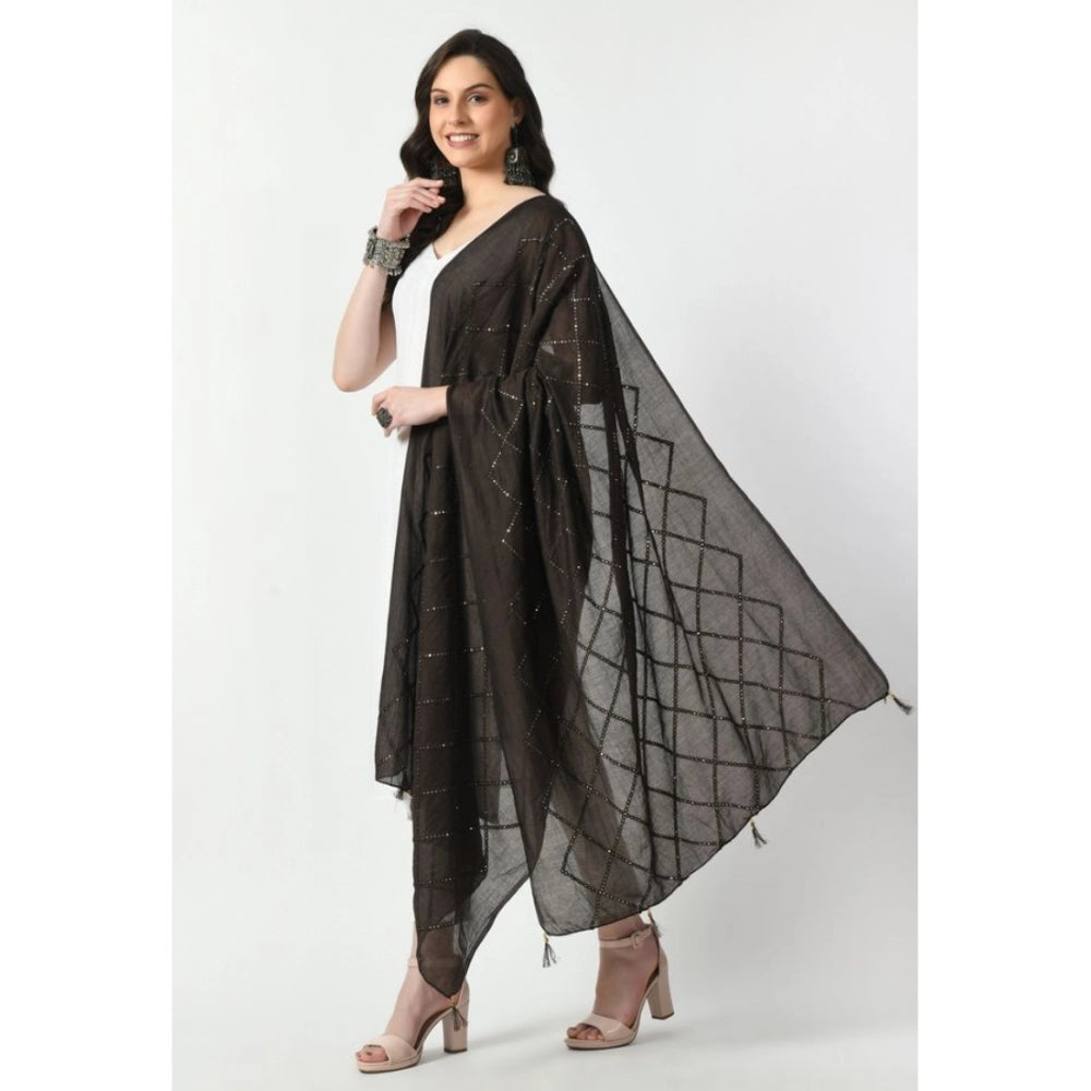 Vaystra Chanderi Self Design Dupatta – Dark Browm