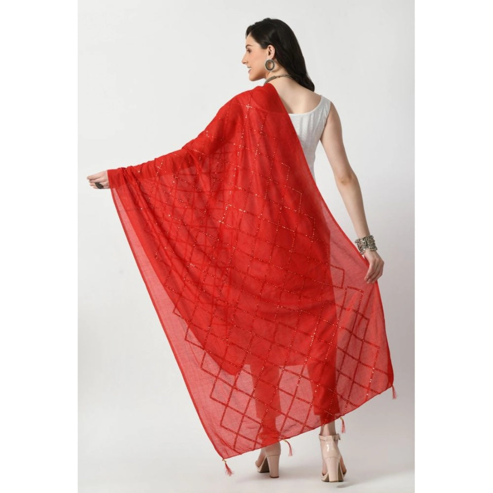 Vaystra Chanderi Self Design Dupatta – Red