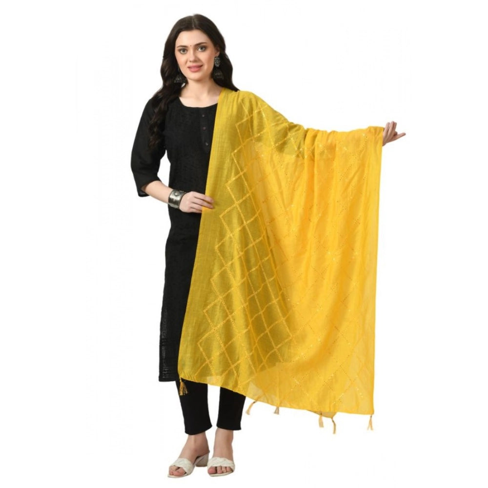 Vaystra Chanderi Self Design Dupatta – Yellow