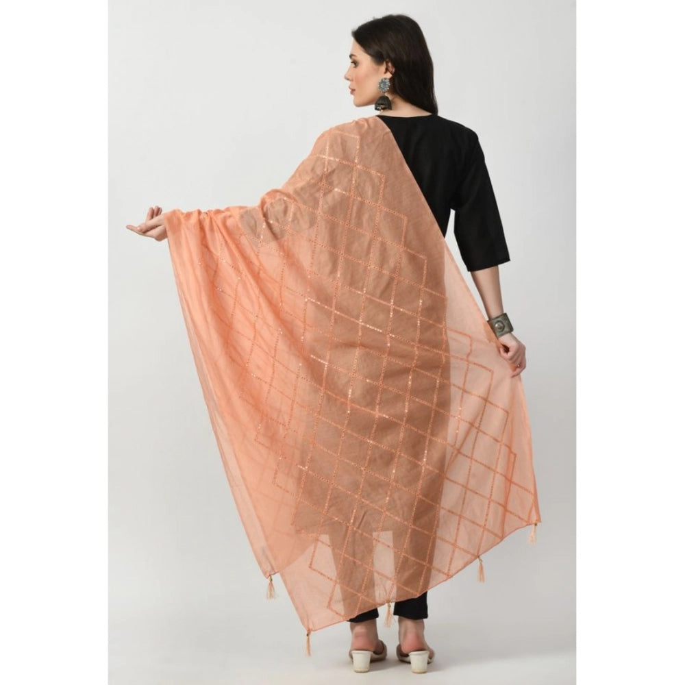 Vaystra Chanderi Self Design Dupatta – Peach