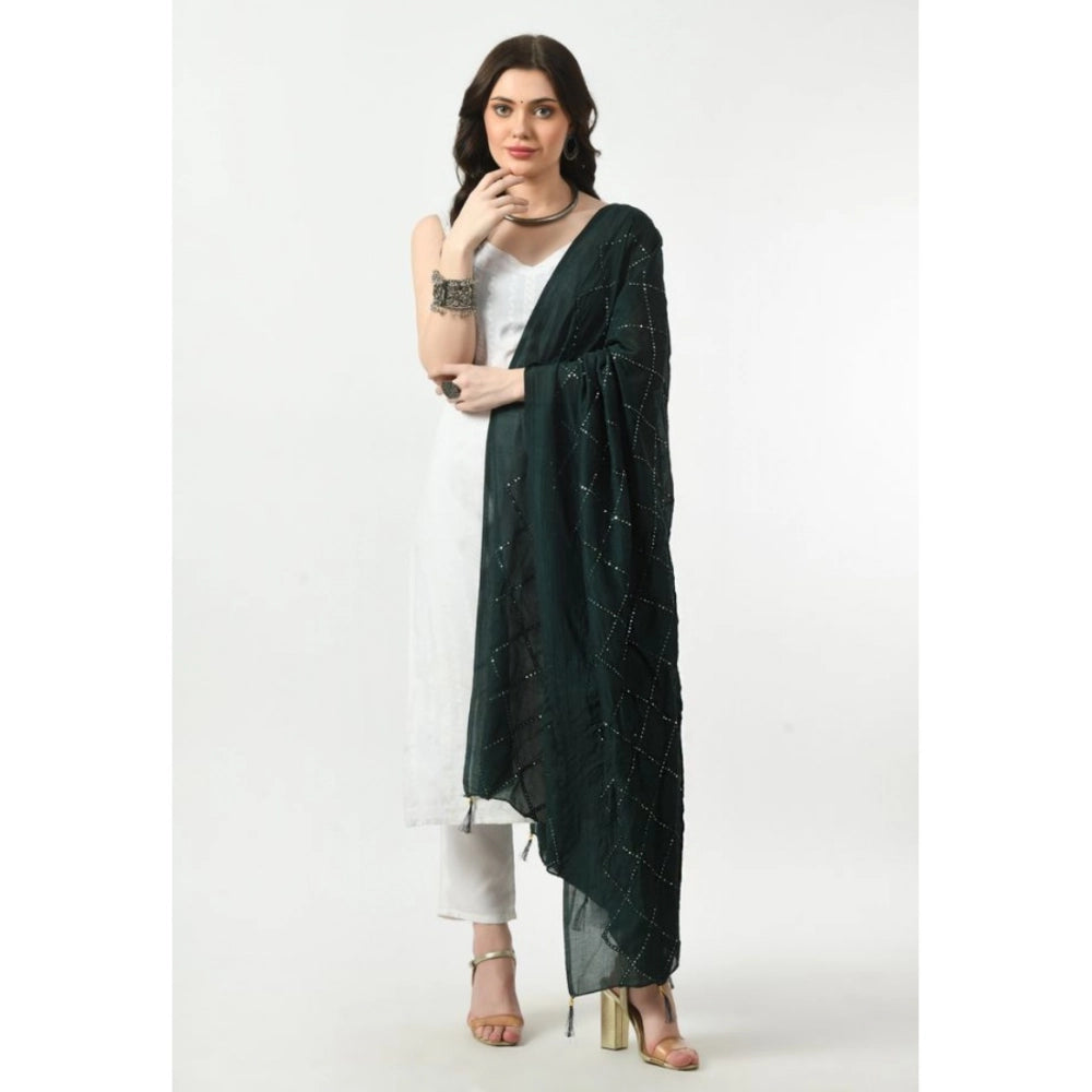 Vaystra Chanderi Self Design Dupatta – Green