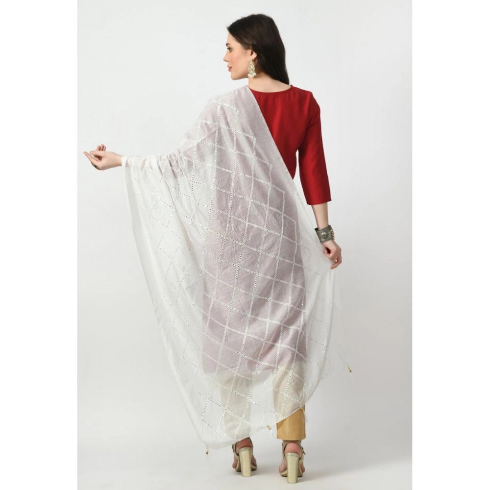 Vaystra Chanderi Self Design Dupatta – White