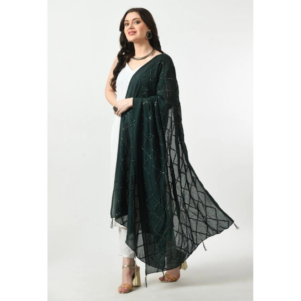 Vaystra Chanderi Self Design Dupatta – Green