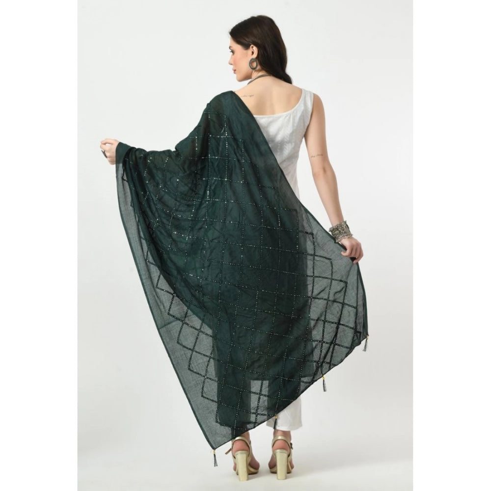 Vaystra Chanderi Self Design Dupatta – Green