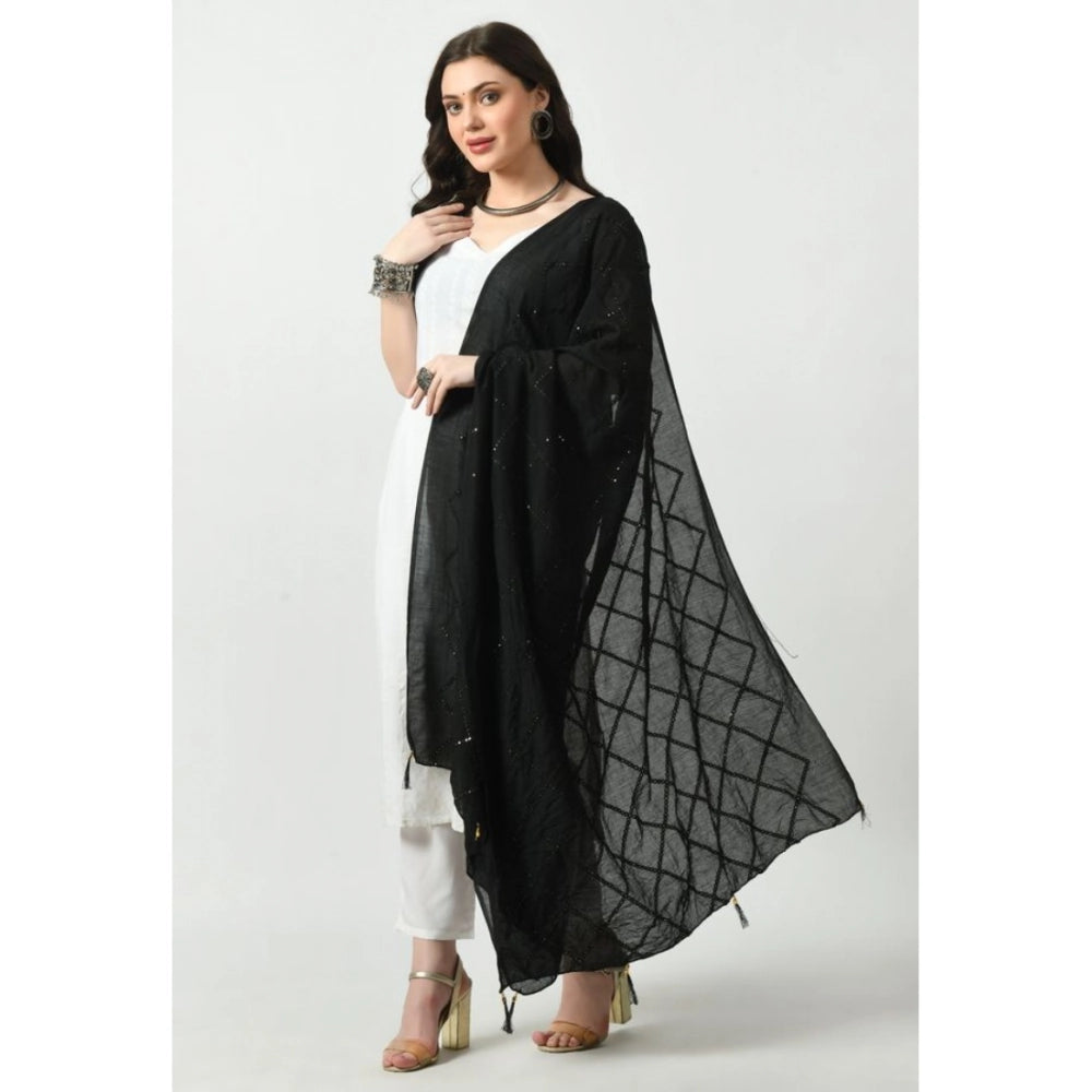 Vaystra Chanderi Self Design Dupatta – Black