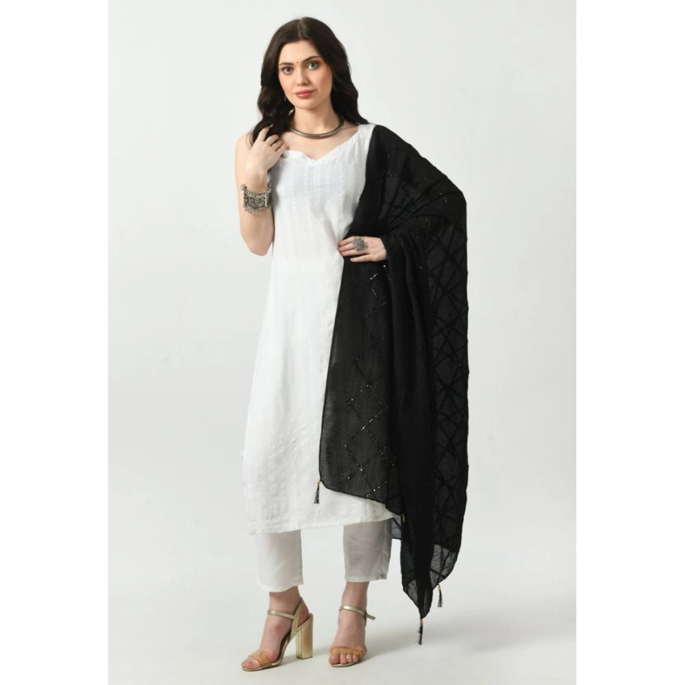 Vaystra Chanderi Self Design Dupatta – Black
