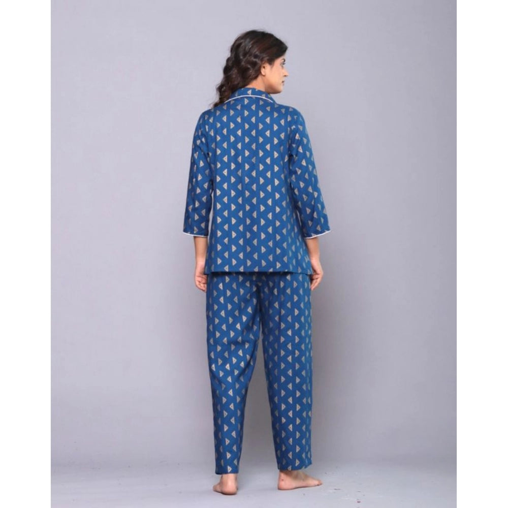 Vaystra Casual Rayon 3-4th Sleeve Night Suit Set – Blue