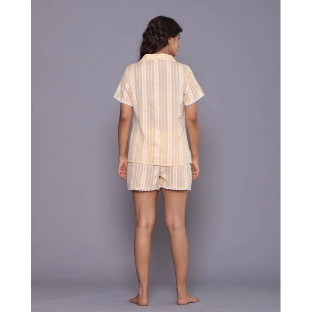 Vaystra Casual Cotton Short Sleeve Short Night Suit Set – Yellow