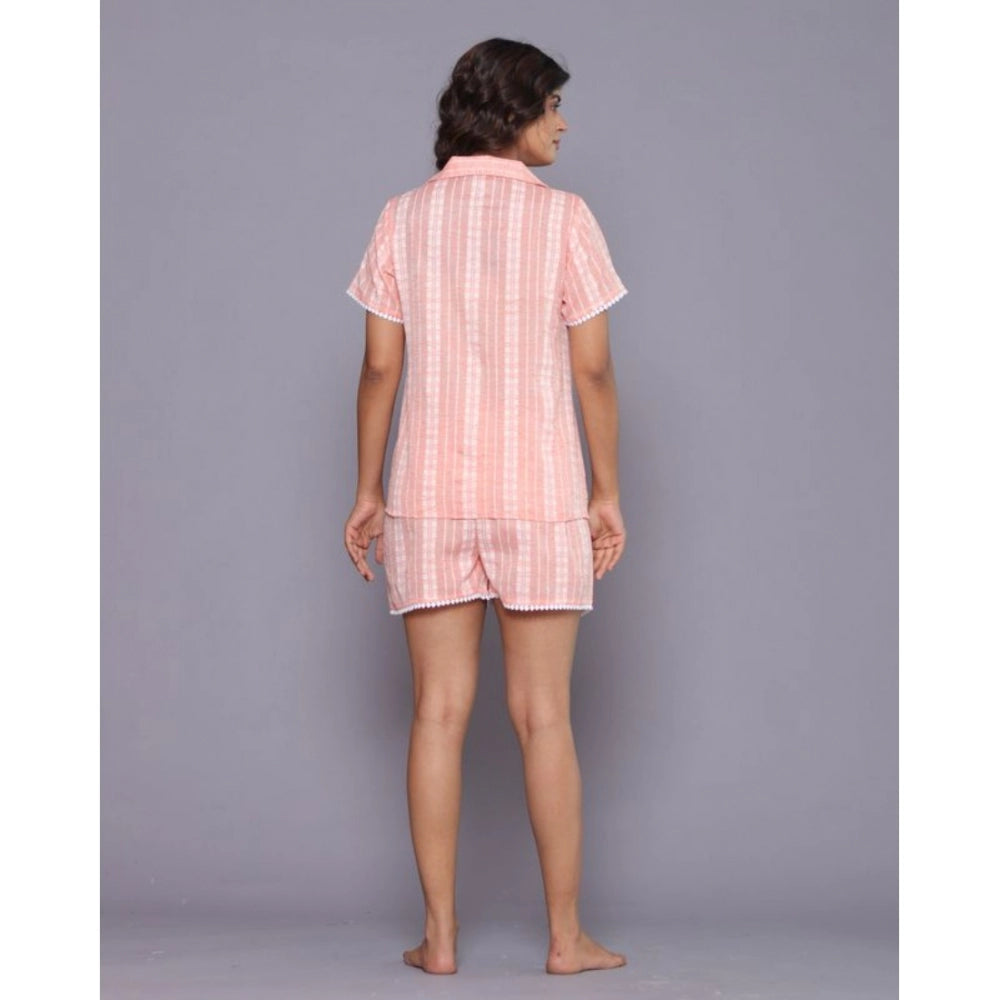 Vaystra Casual Cotton Short Sleeve Short Night Suit Set – Orange